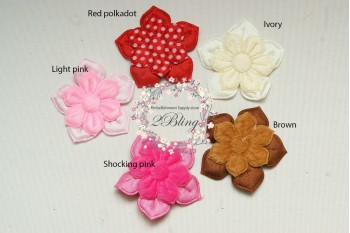 Five Petals Flower Padded Applique (4.5 cm), Pack of 5